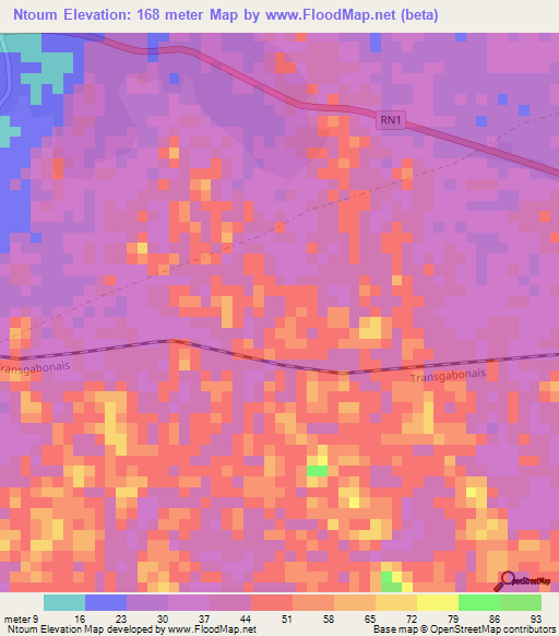Ntoum,Gabon Elevation Map