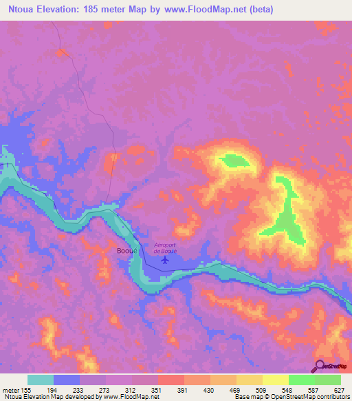 Ntoua,Gabon Elevation Map