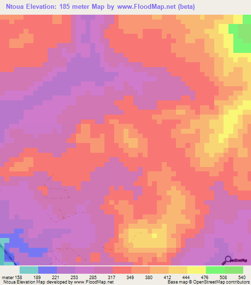 Ntoua,Gabon Elevation Map