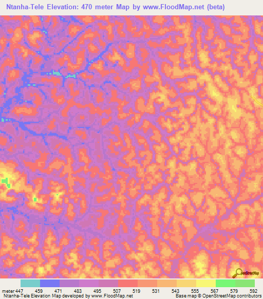 Ntanha-Tele,Gabon Elevation Map