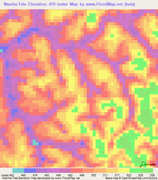 Ntanha-Tele,Gabon Elevation Map