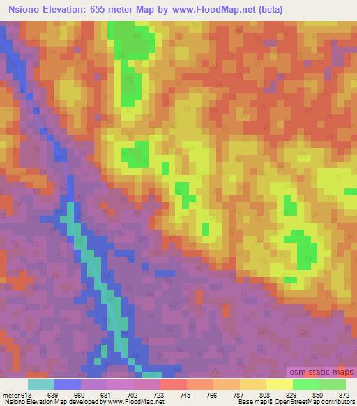 Nsiono,Gabon Elevation Map