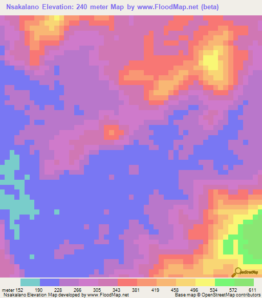 Nsakalano,Gabon Elevation Map