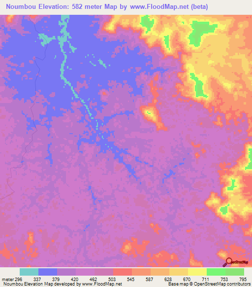 Noumbou,Gabon Elevation Map