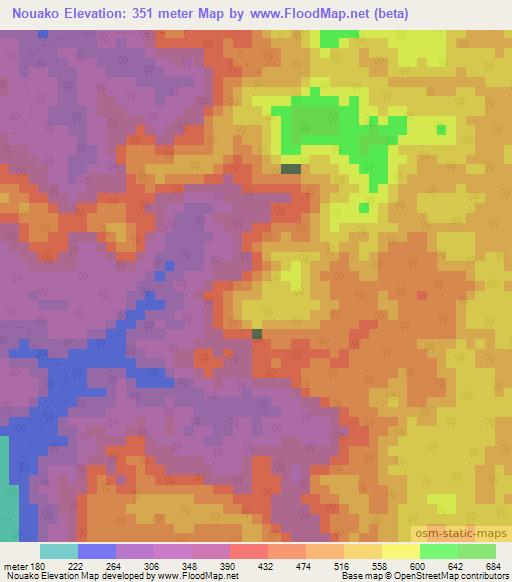 Nouako,Gabon Elevation Map