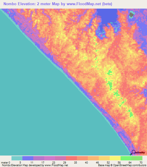 Nombo,Gabon Elevation Map
