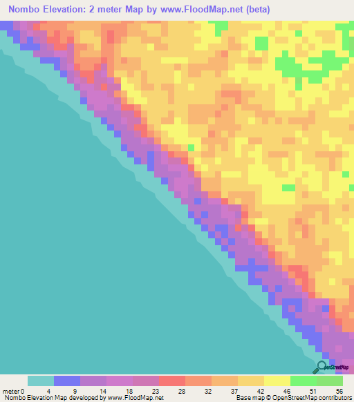 Nombo,Gabon Elevation Map