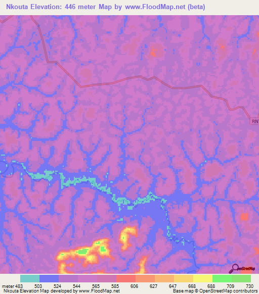 Nkouta,Gabon Elevation Map