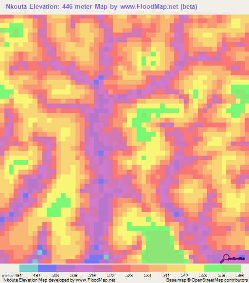 Nkouta,Gabon Elevation Map
