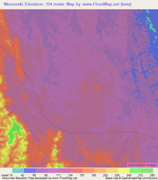 Nkourneki,Gabon Elevation Map