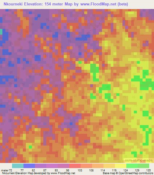 Nkourneki,Gabon Elevation Map