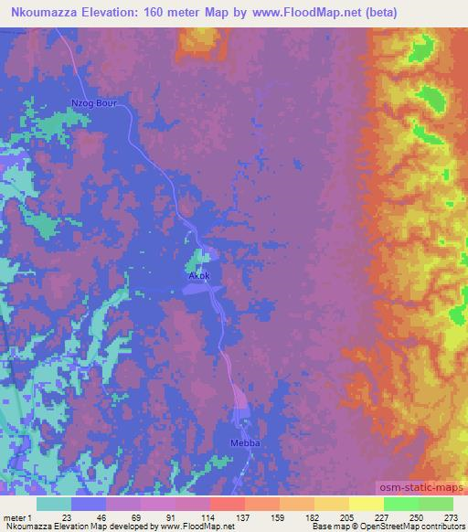 Nkoumazza,Gabon Elevation Map