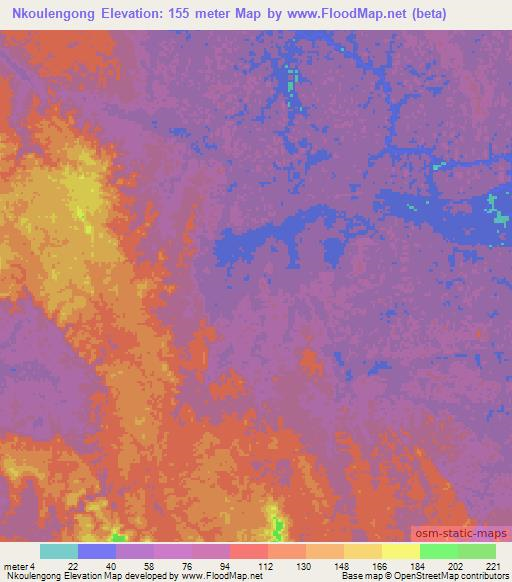 Nkoulengong,Gabon Elevation Map