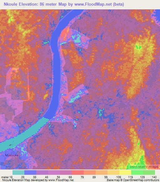 Nkoule,Gabon Elevation Map