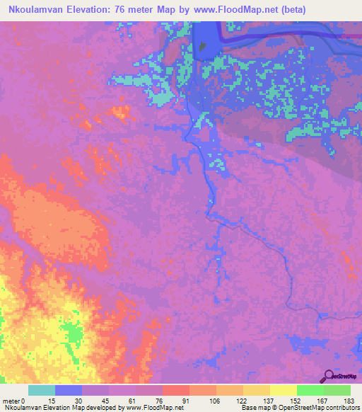 Nkoulamvan,Gabon Elevation Map
