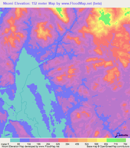 Nkomi,Gabon Elevation Map