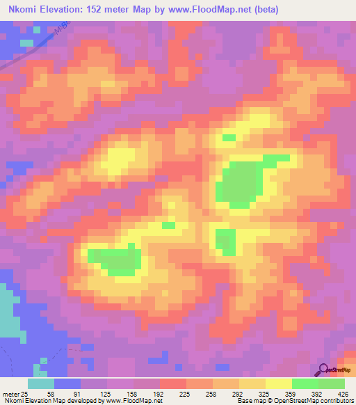 Nkomi,Gabon Elevation Map
