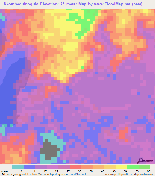 Nkombeguinoguia,Gabon Elevation Map