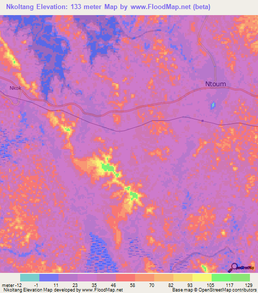Nkoltang,Gabon Elevation Map