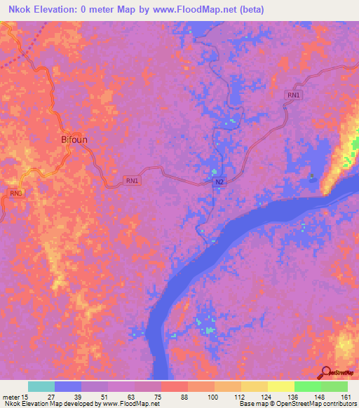 Nkok,Gabon Elevation Map