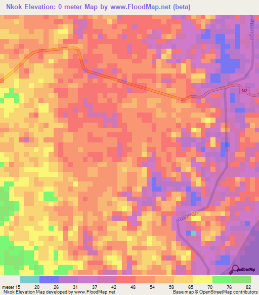 Nkok,Gabon Elevation Map
