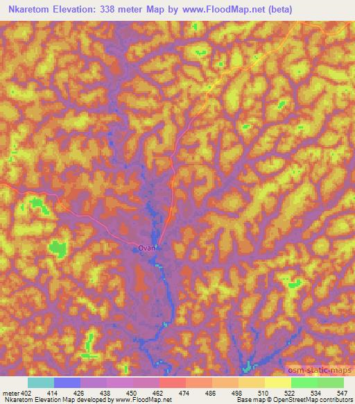 Nkaretom,Gabon Elevation Map