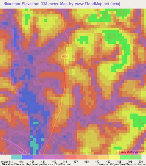 Nkaretom,Gabon Elevation Map