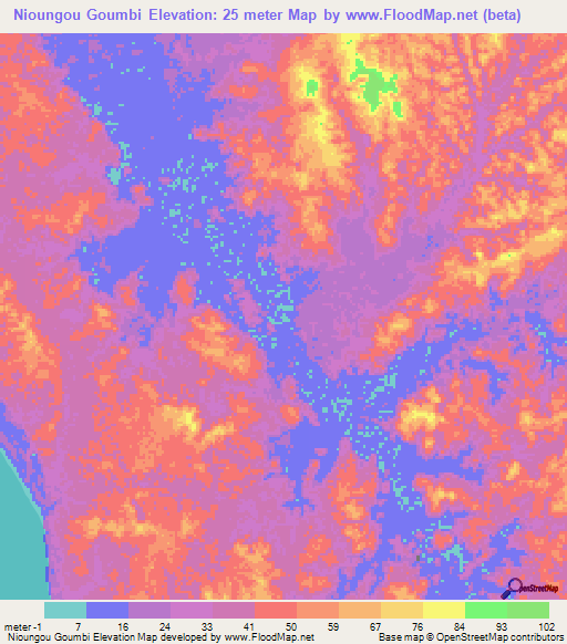 Nioungou Goumbi,Gabon Elevation Map