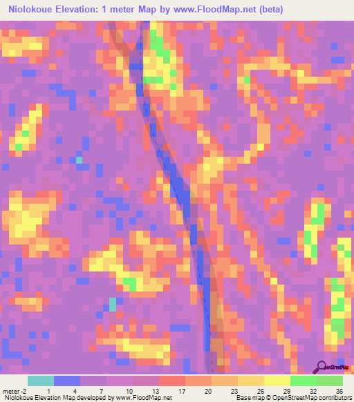 Niolokoue,Gabon Elevation Map