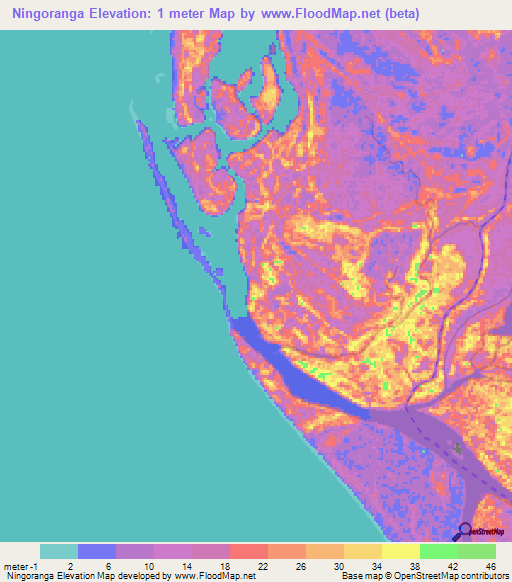 Ningoranga,Gabon Elevation Map