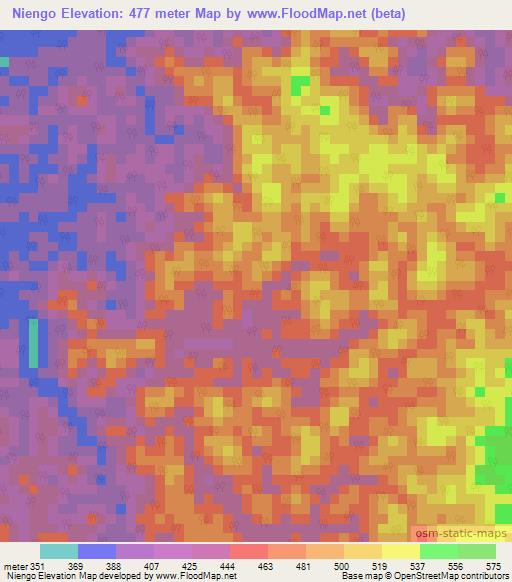 Niengo,Gabon Elevation Map