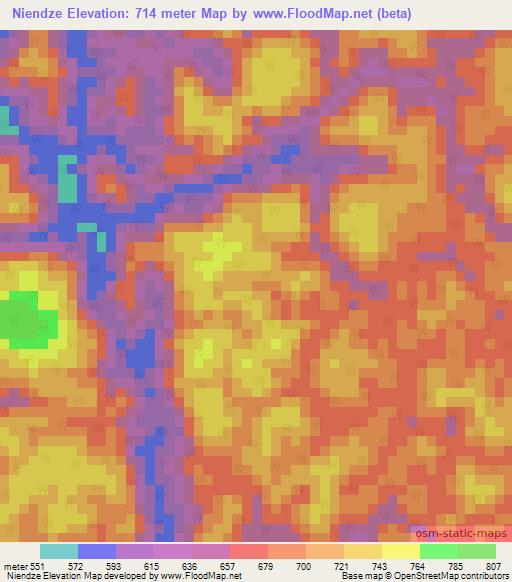 Niendze,Gabon Elevation Map