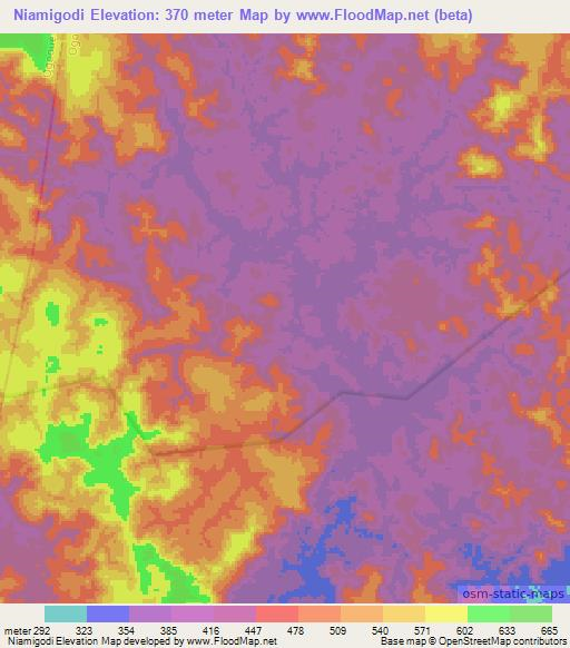 Niamigodi,Gabon Elevation Map