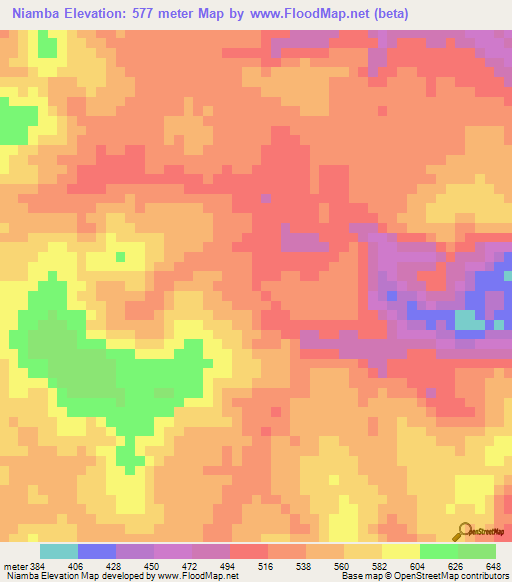 Niamba,Gabon Elevation Map