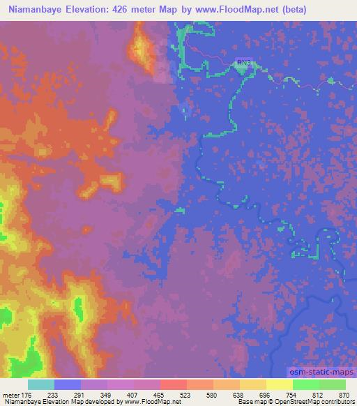 Niamanbaye,Gabon Elevation Map
