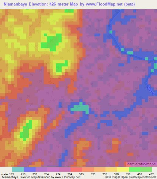 Niamanbaye,Gabon Elevation Map