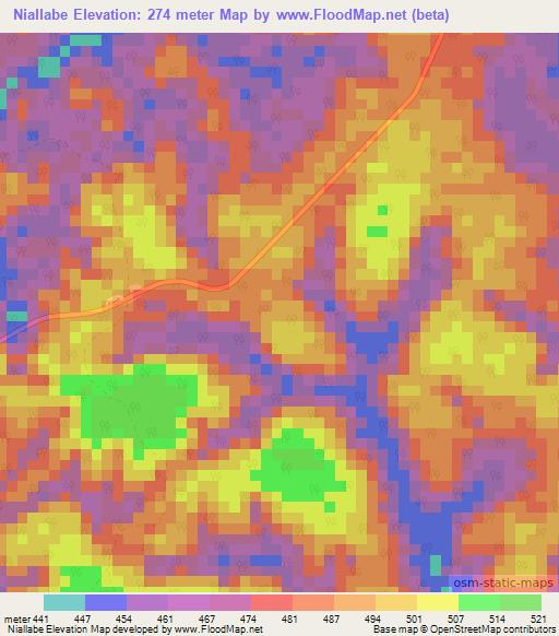 Niallabe,Gabon Elevation Map