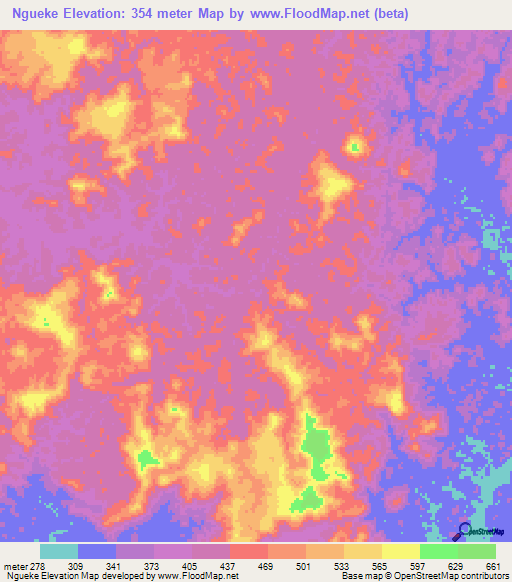 Ngueke,Gabon Elevation Map