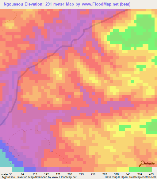 Ngoussou,Gabon Elevation Map