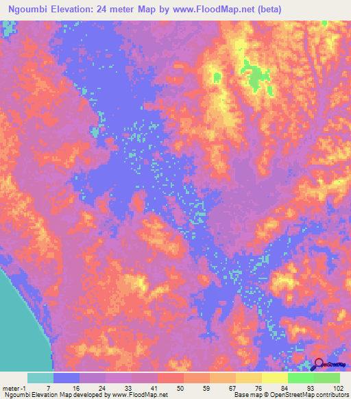 Ngoumbi,Gabon Elevation Map