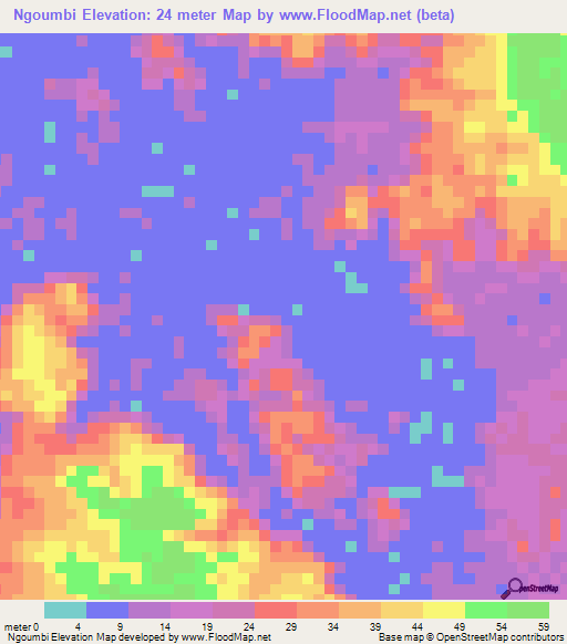 Ngoumbi,Gabon Elevation Map