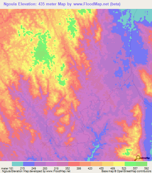 Ngoula,Gabon Elevation Map