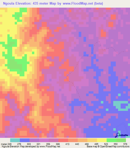 Ngoula,Gabon Elevation Map