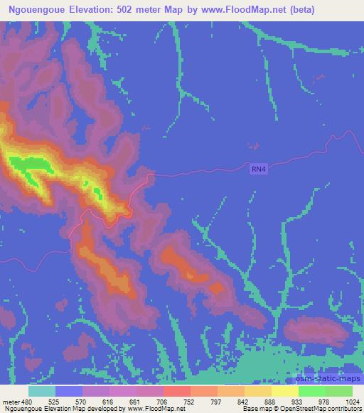 Ngouengoue,Gabon Elevation Map