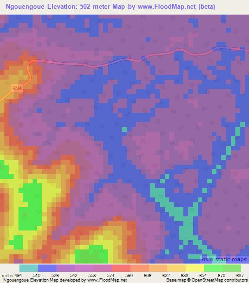Ngouengoue,Gabon Elevation Map