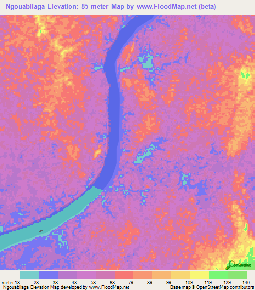 Ngouabilaga,Gabon Elevation Map