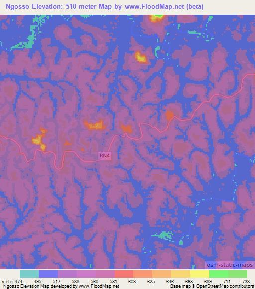 Ngosso,Gabon Elevation Map