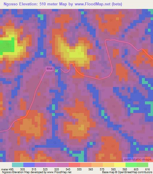 Ngosso,Gabon Elevation Map