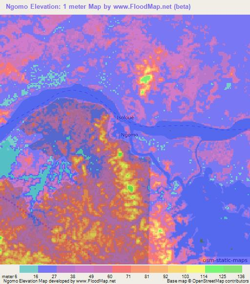 Ngomo,Gabon Elevation Map