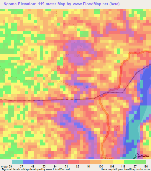 Ngoma,Gabon Elevation Map